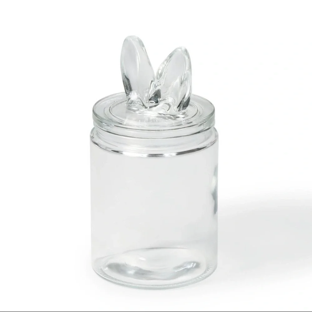 New Target Bullseye Playground Clear Glass Canister Jar with Bunny Ears